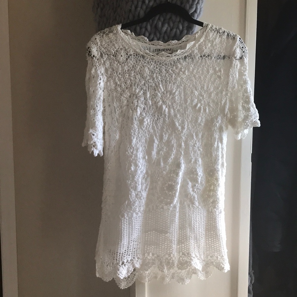 Boho Vintage crochet tee